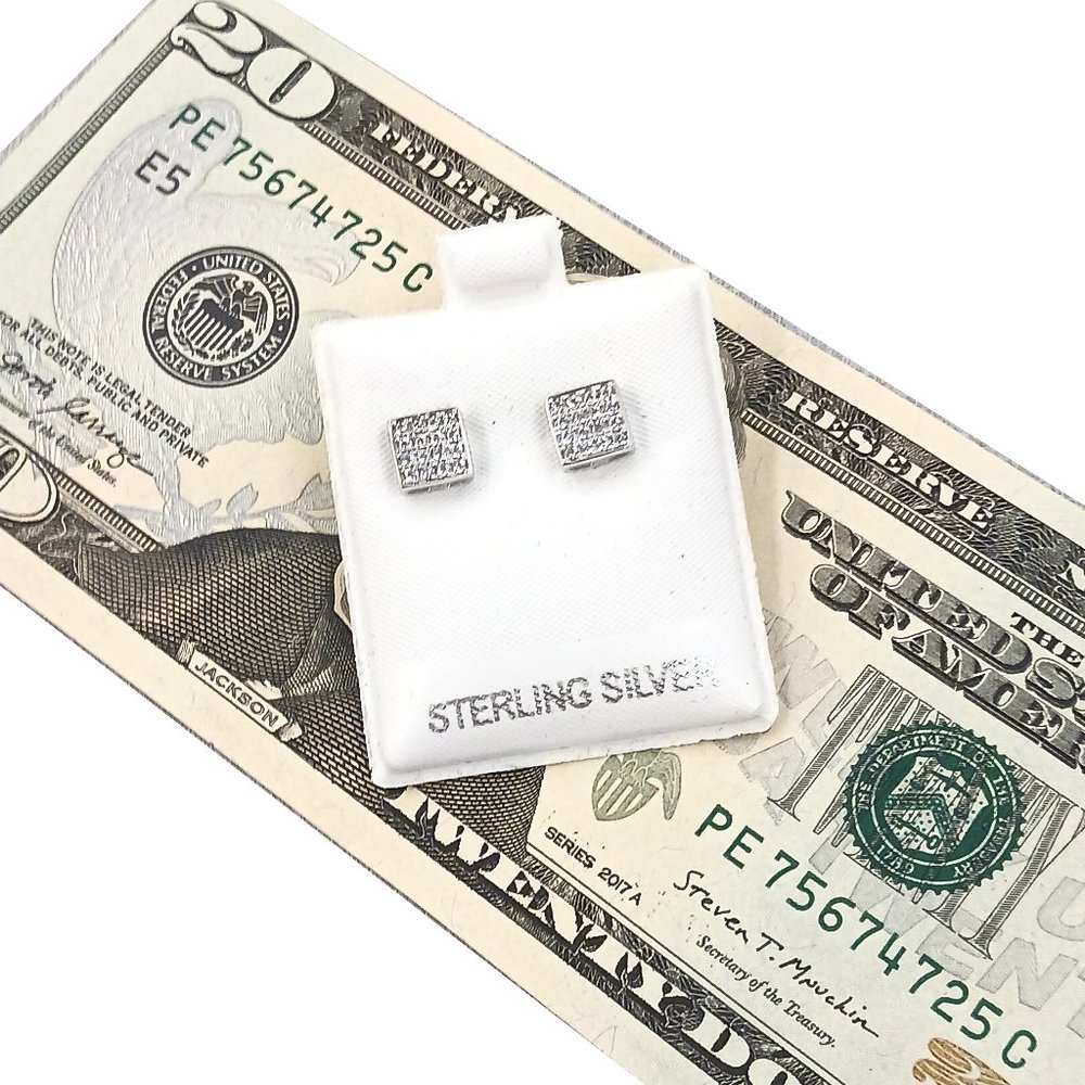 Square Pave Stud Earrings